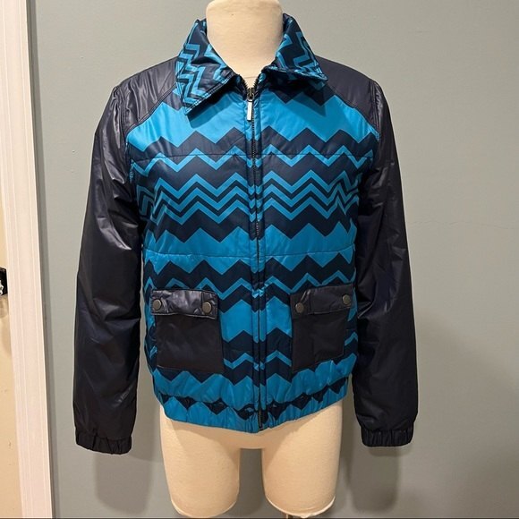 MISSONI for Target Blue Zig Zag Puffer Jacket Medium - Picture 2 of 7